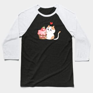 Kitty Loves Cupcake Baseball T-Shirt